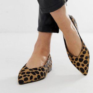 ASOS Leanne Leather High Vamp Slingback Ballet Flats Leopard